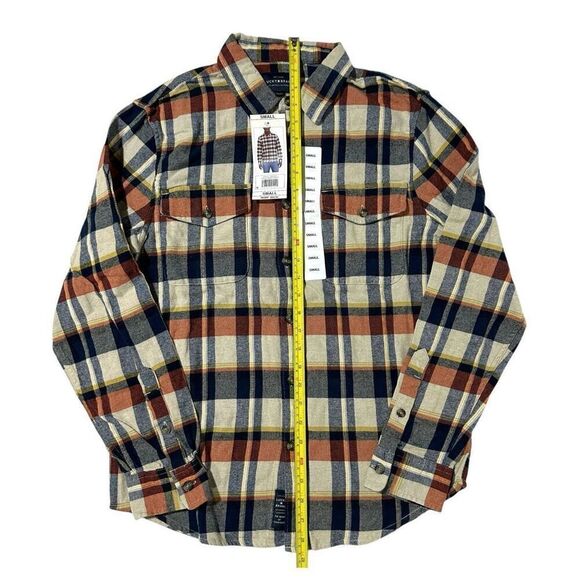 Lucky Brand Men's Flannel Orange Multi Plaid Size Small - Picture 7 of 14